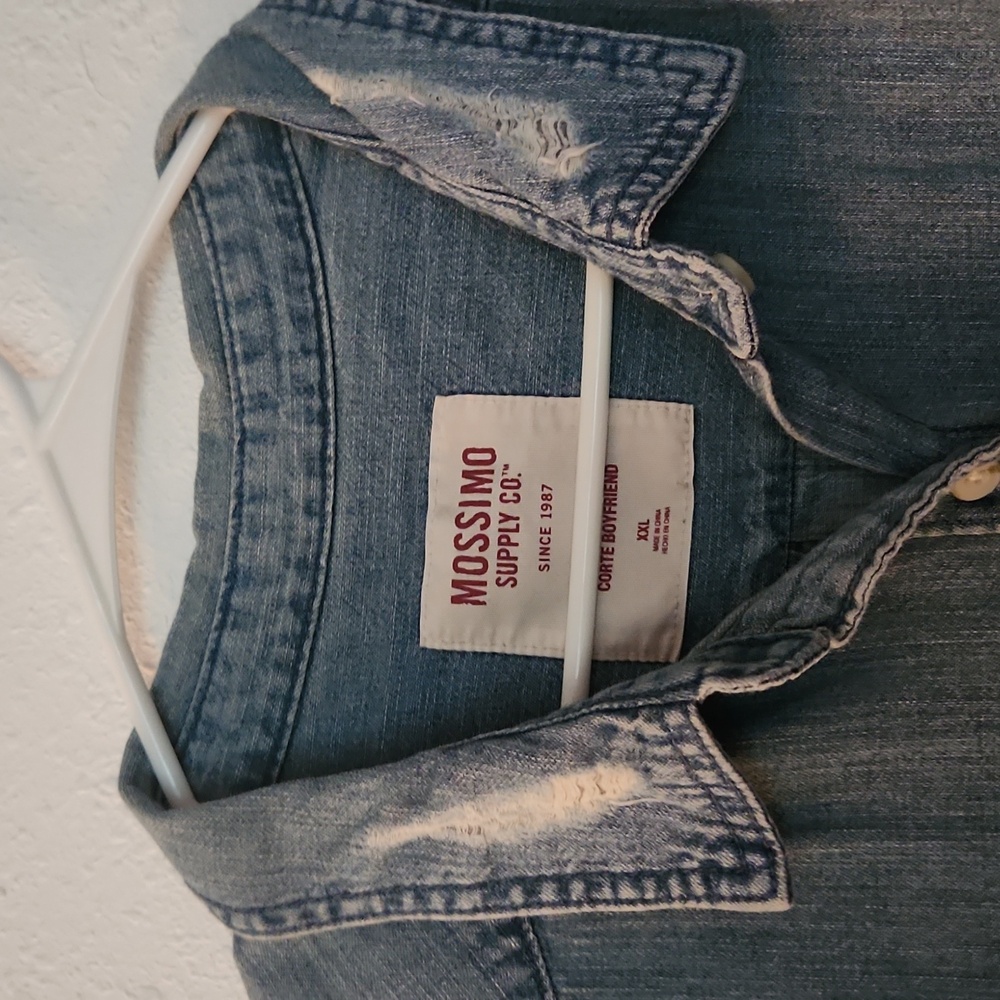 MOSSIMO SUPPLY CO: Distressed Denim Shirt - Picture 3 of 5